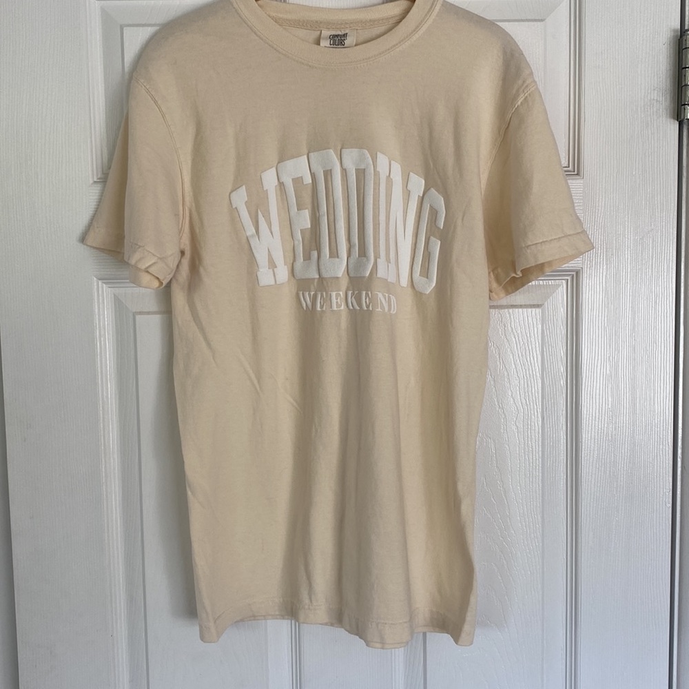 Comfort Colors Cotton Pale Yellow “Wedding Weekend” Tee | S